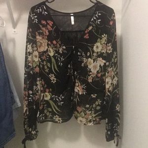 Black and floral blouse